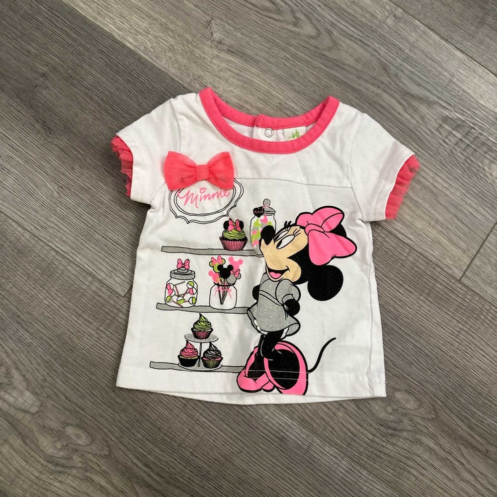 4/20$ DISNEY BABY Minnie Mouse Short Sleeve Top size 0-3 months